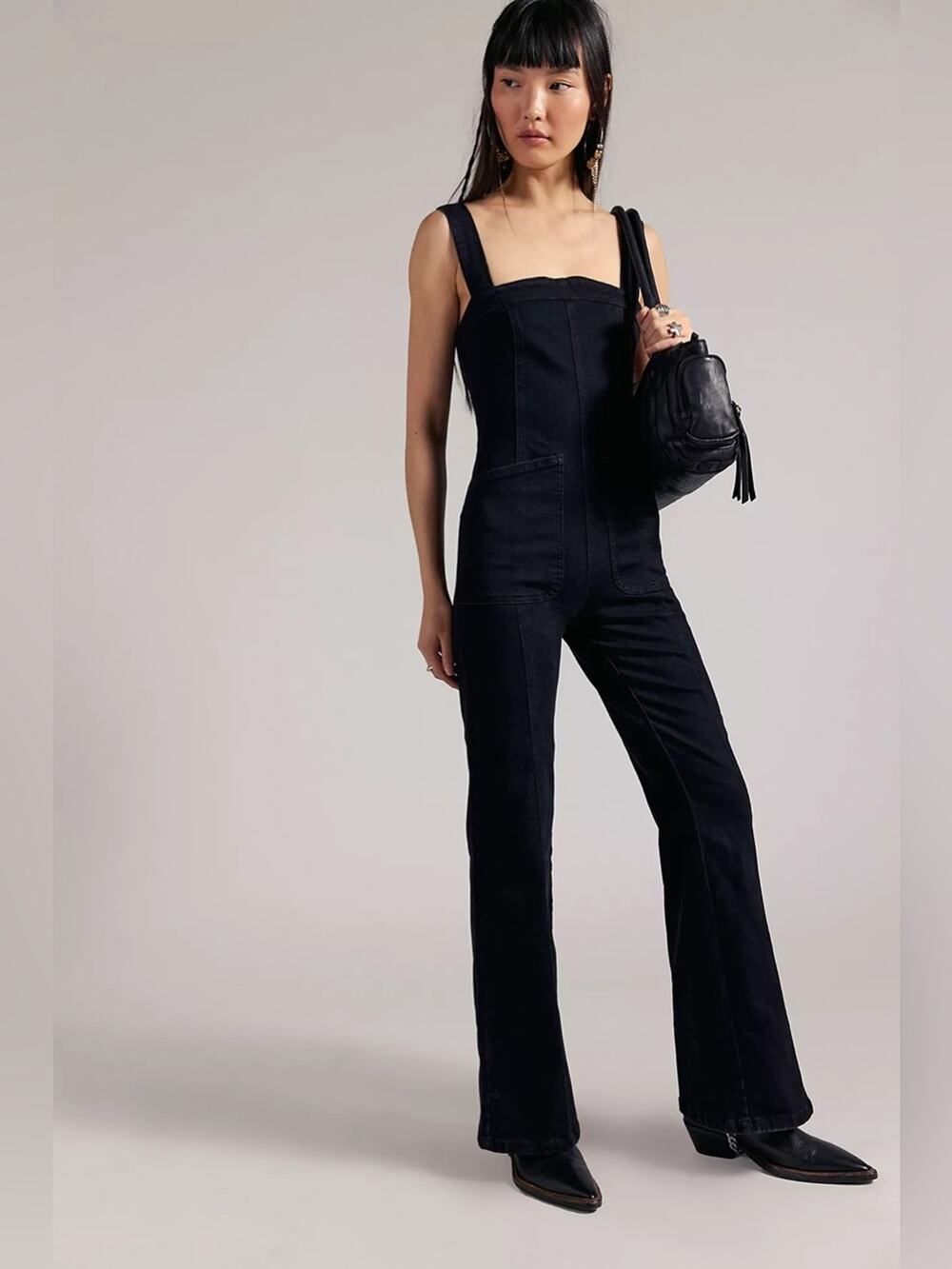 Free People We The Free Suns Out Bootcut Jumpsuit in Black Knight XS